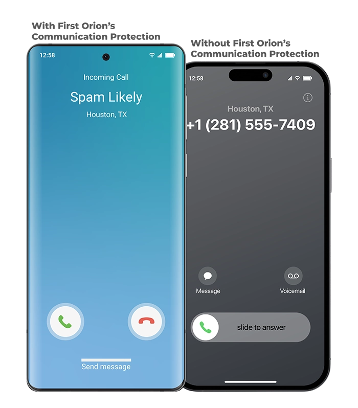 Spam-Likely-With-and-Without-Communication-Protection-Page before and after first orion's communication protection
