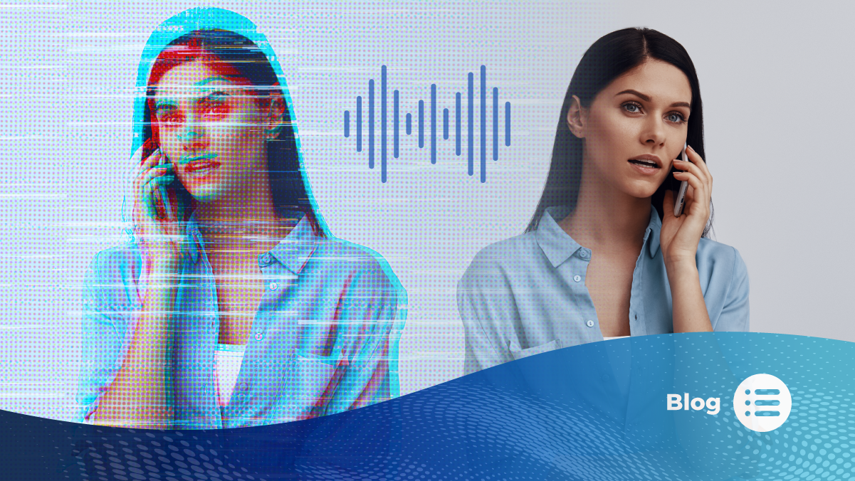 Two women talking on the phone representing someone carrying out a deepfake voice call.