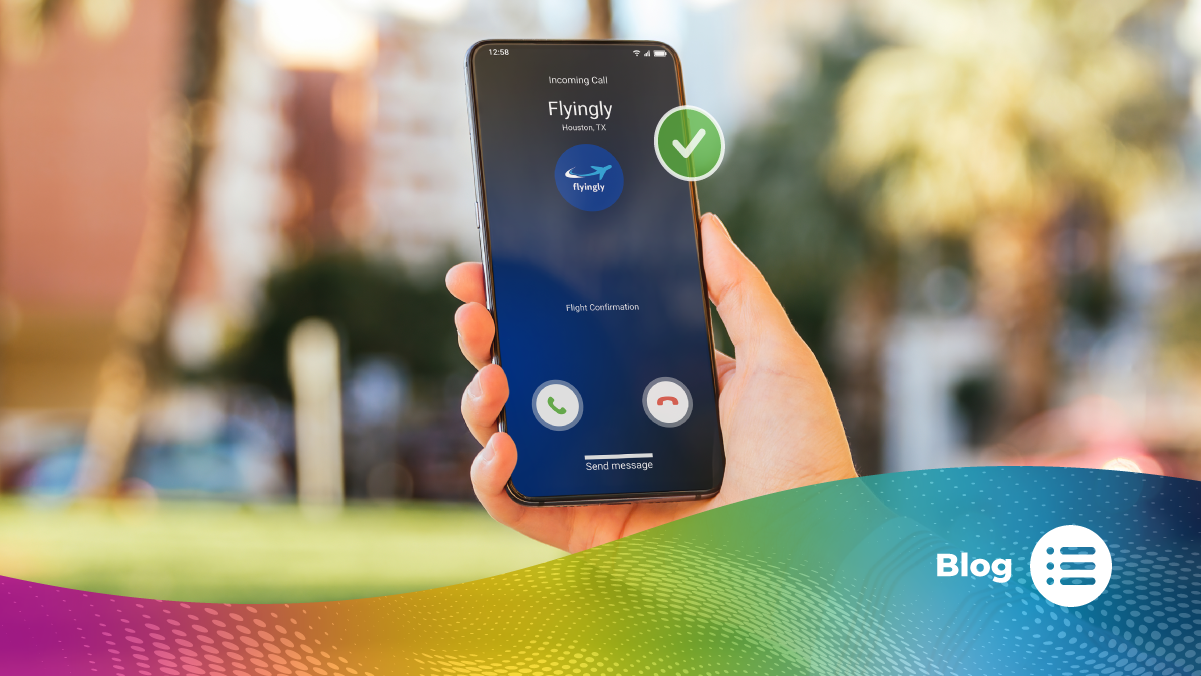 Incoming branded call from Flyingly with logo and call confirmation